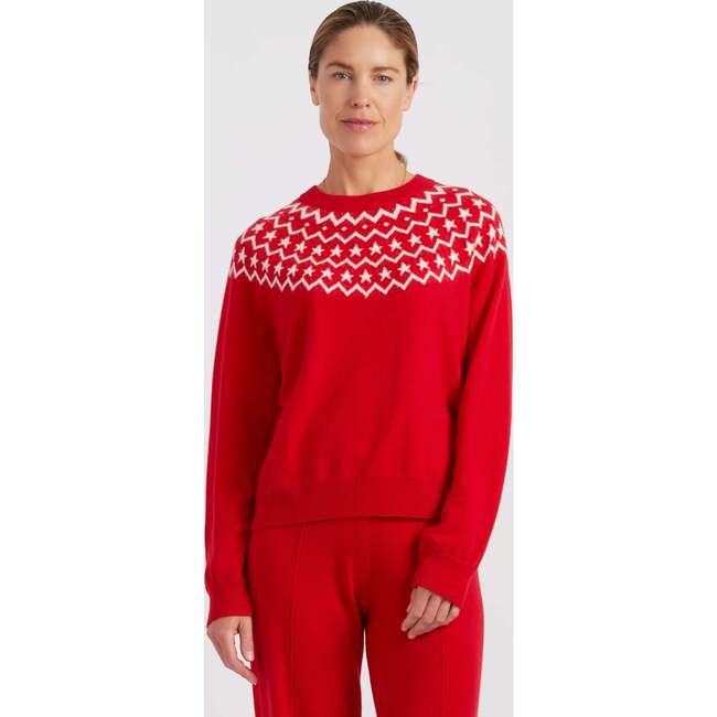 Wool Cashmere Star Yoke Sweater, Velvet Red