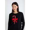 Wool-Cashmere Candy Cane Sweater, Black - Sweaters - 1 - thumbnail