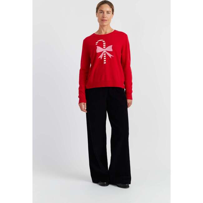 Wool-Cashmere Candy Cane Sweater, Velvet Red - Sweaters - 3