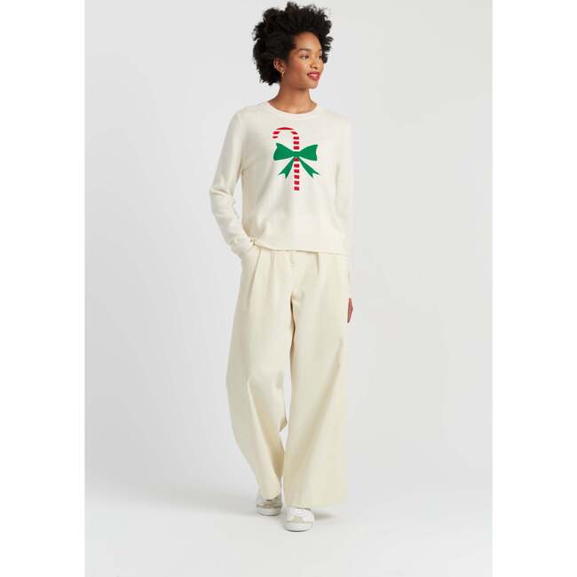 Wool-Cashmere Candy Cane Sweater, Cream - Sweaters - 3