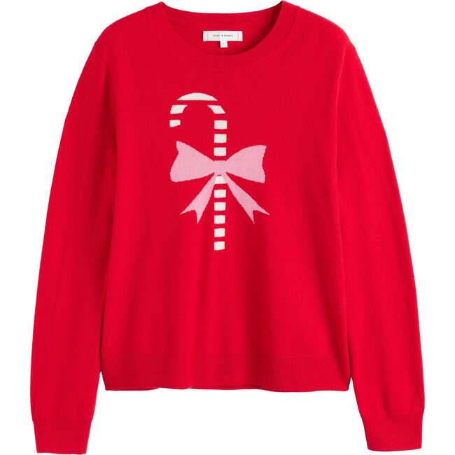 Wool-Cashmere Candy Cane Sweater, Velvet Red - Sweaters - 4