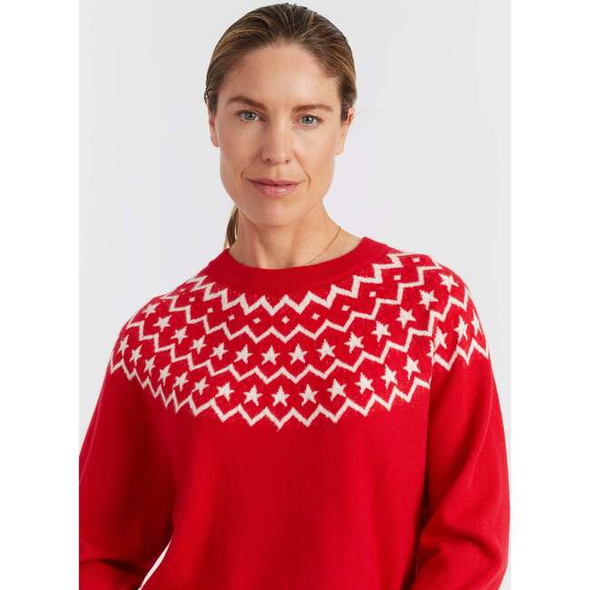 Wool Cashmere Star Yoke Sweater, Velvet Red