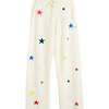 Wool Cashmere Star Wide-Leg Track Pants, Cream - Sweaters - 3