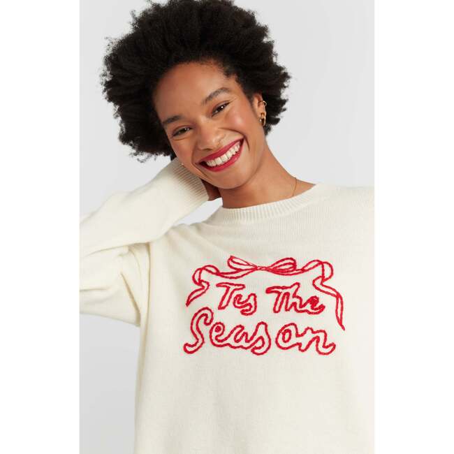 Wool-Cashmere Tis The Season Sweater, Cream - Sweaters - 4