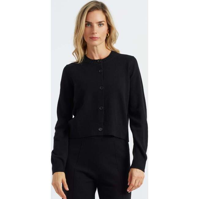 Wool Cashmere Cropped Cardigan, Black
