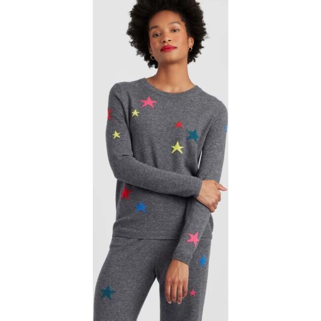 Wool Cashmere Star Sweater, Grey