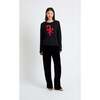Wool-Cashmere Candy Cane Sweater, Black - Sweaters - 3
