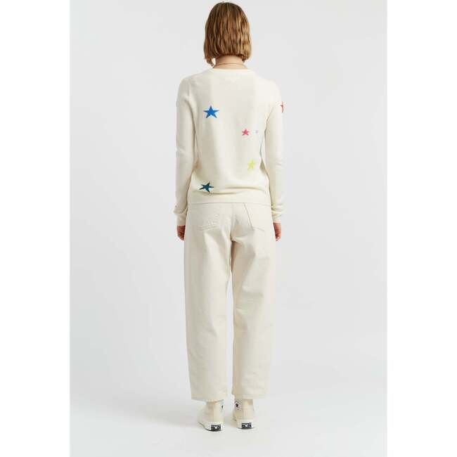Wool Cashmere Star Sweater, Cream/Multi