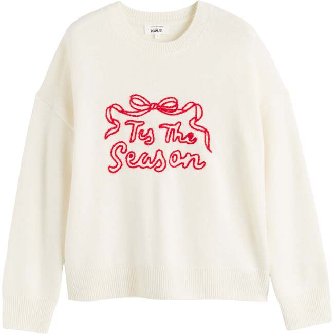 Wool-Cashmere Tis The Season Sweater, Cream - Sweaters - 5