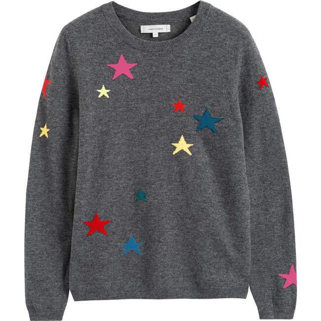 Wool Cashmere Star Sweater, Grey - Sweaters - 3
