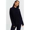 Wool Cashmere Blend Relaxed Hoodie Sweater, Navy - Sweaters - 1 - thumbnail