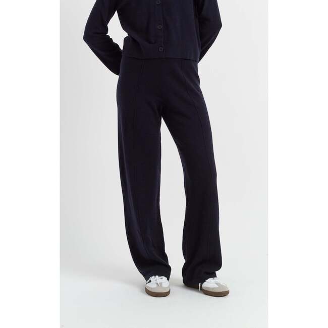 Wool & Cashmere Wide Leg Track Pant, Navy
