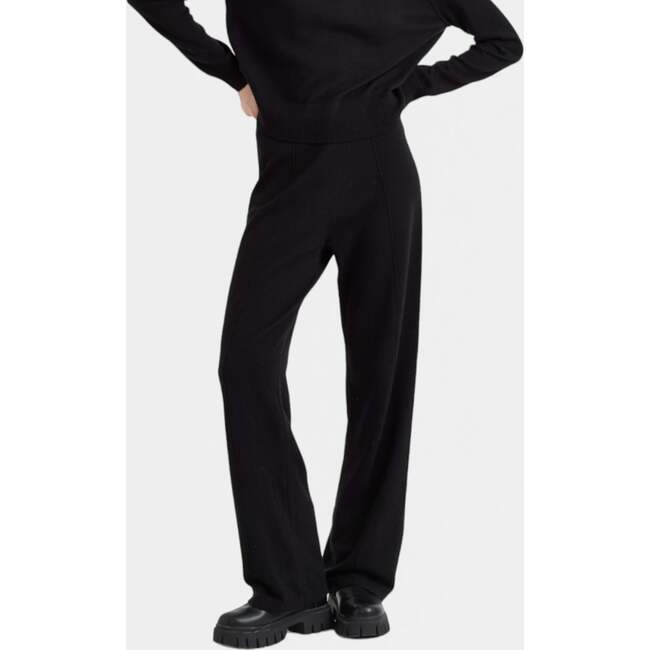 Wool & Cashmere Wide Leg Track Pant, Black