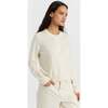 Wool Cashmere Blend Crew Neck Cropped Cardigan, Cream - Sweaters - 1 - thumbnail