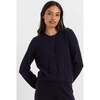Wool Cashmere Blend Crew Neck Cropped Cardigan, Black - Sweaters - 1 - thumbnail