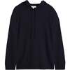 Wool Cashmere Blend Relaxed Hoodie Sweater, Navy - Sweaters - 4