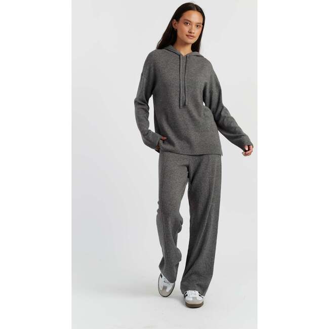 Wool Cashmere Blend Relaxed Hoodie Sweater, Grey