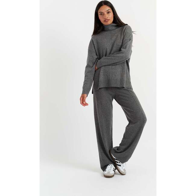 Wool & Cashmere Wide Leg Track Pant, Grey
