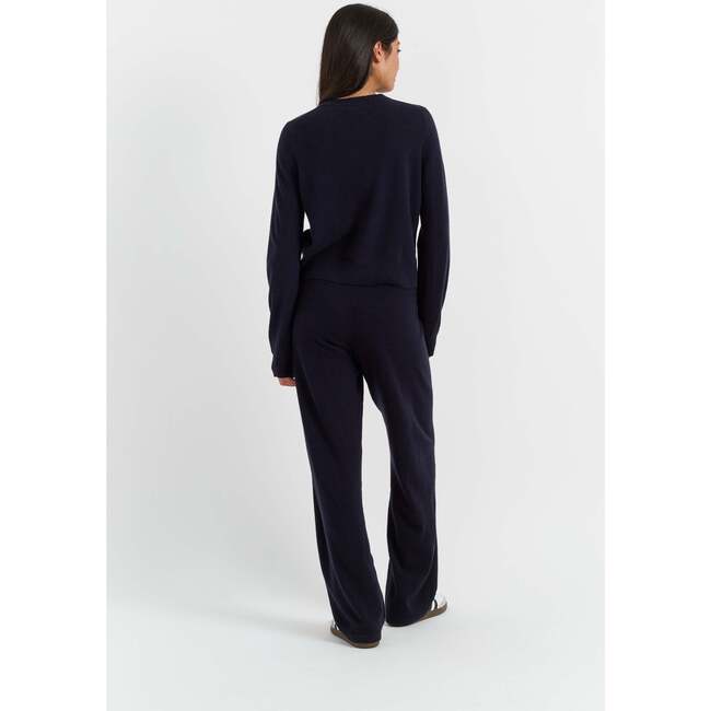 Wool Cashmere Blend Crew Neck Cropped Cardigan, Black