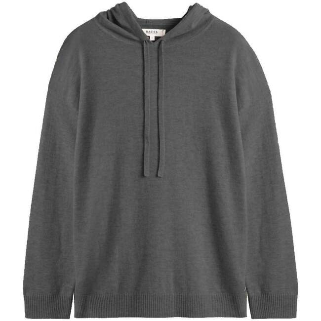 Wool Cashmere Blend Relaxed Hoodie Sweater, Grey - Sweaters - 4