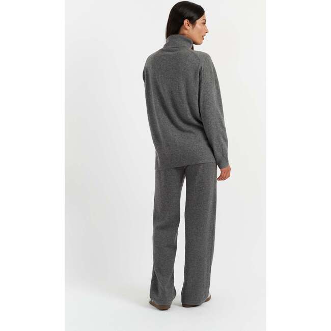 Wool & Cashmere Wide Leg Track Pant, Grey - Sweaters - 3