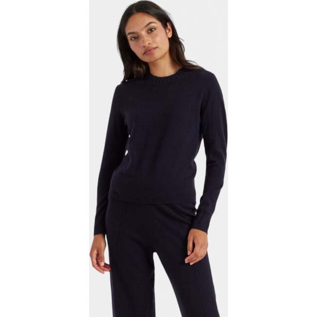 Wool & Cashmere Cropped Sporty Sweater, Navy