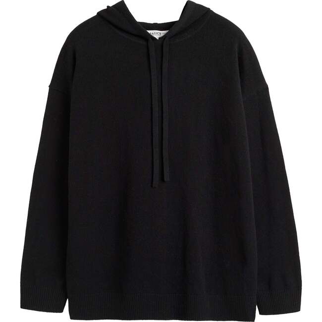 Wool Cashmere Blend Relaxed Hoodie Sweater, Black - Sweaters - 4