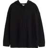 Wool Cashmere Blend Relaxed Hoodie Sweater, Black - Sweaters - 4 - thumbnail