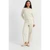Wool Cashmere Blend Crew Neck Cropped Cardigan, Cream - Sweaters - 3