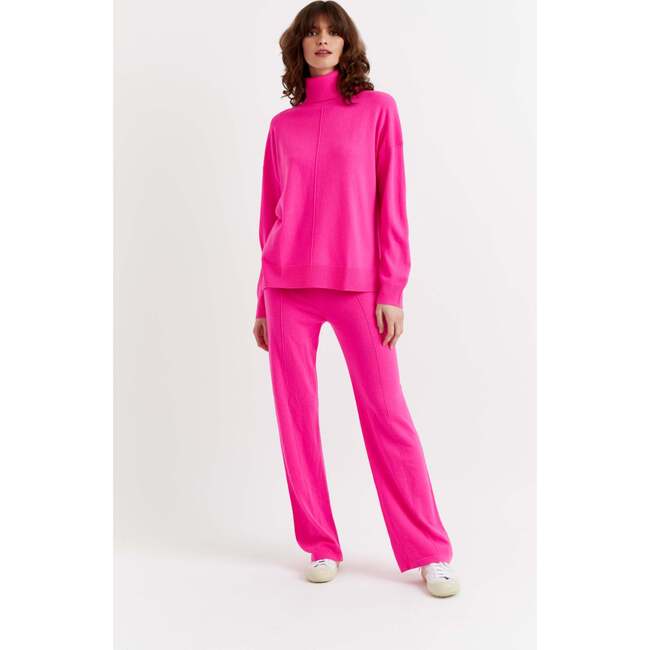 Relaxed Roll Neck Wool & Cashmere Sweater, Pink