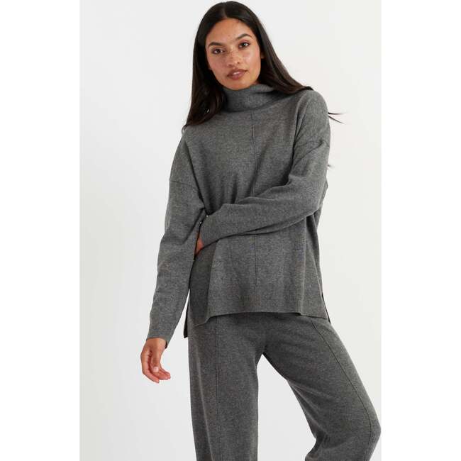 Relaxed Roll Neck Wool & Cashmere Sweater, Grey