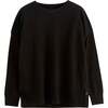 Wool & Cashmere Slouchy Sweater, Black - Sweaters - 3 - thumbnail