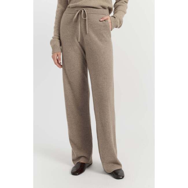 Pure Cashmere Wide Leg Pants, Warm Oatmeal