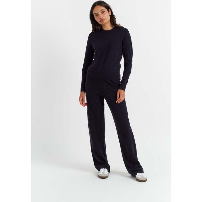 Wool & Cashmere Cropped Sporty Sweater, Navy - Sweaters - 3