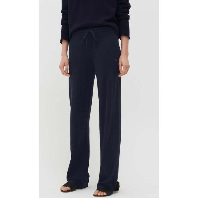 Pure Cashmere Wide Leg Pants, Navy