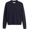 Wool & Cashmere Cropped Sporty Sweater, Navy - Sweaters - 4