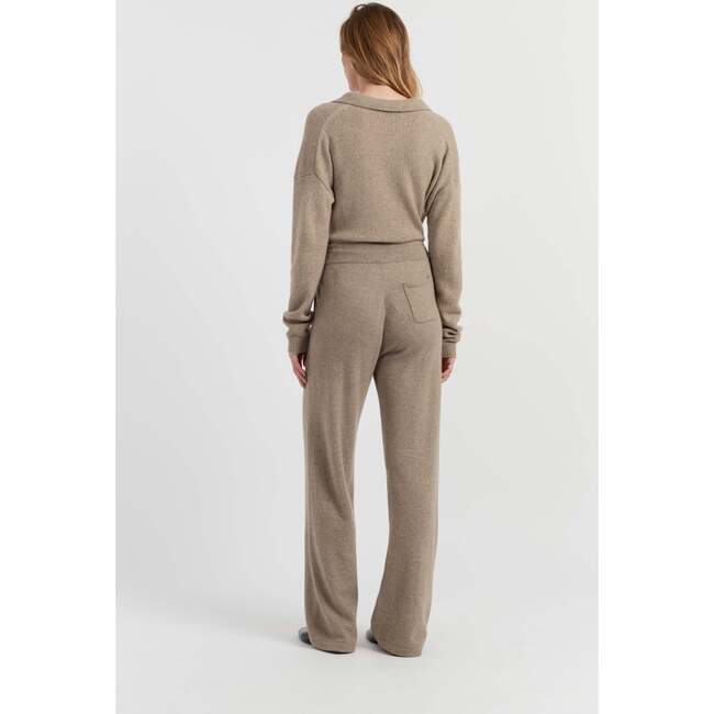 Pure Cashmere Wide Leg Pants, Warm Oatmeal