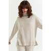 Relaxed Roll Neck Wool & Cashmere Sweater, Cream - Sweaters - 1 - thumbnail