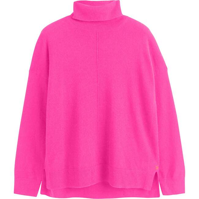 Relaxed Roll Neck Wool & Cashmere Sweater, Pink - Sweaters - 4