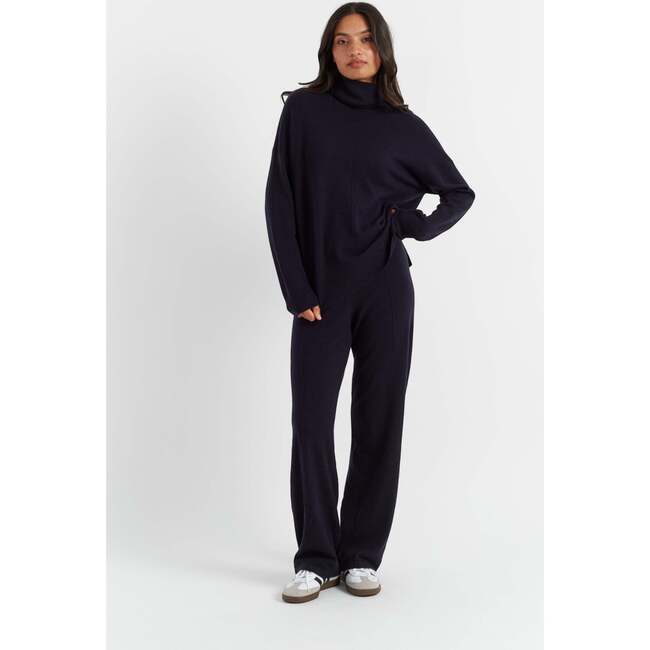 Relaxed Roll Neck Wool & Cashmere Sweater, Navy