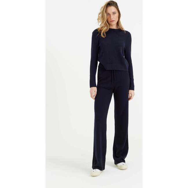 Pure Cashmere Wide Leg Pants, Navy