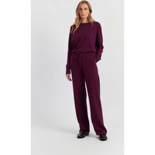 Pure Cashmere Wide Leg Pants, Mulberry