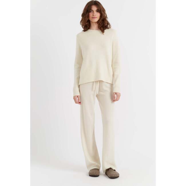 Pure Cashmere Wide Leg Pants, Cream - Pants - 3