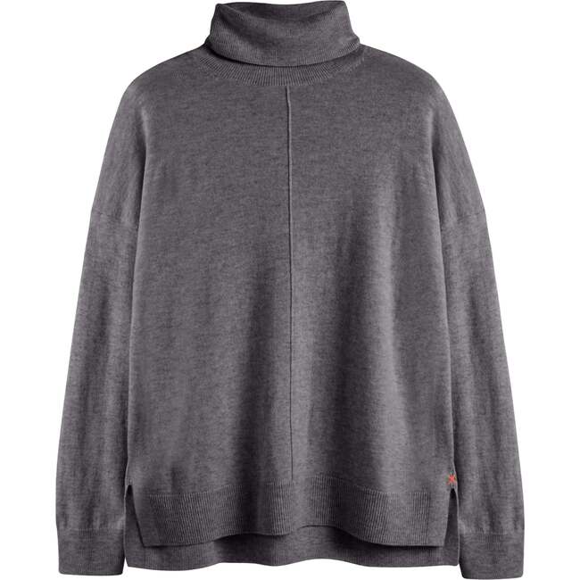 Relaxed Roll Neck Wool & Cashmere Sweater, Grey - Sweaters - 4