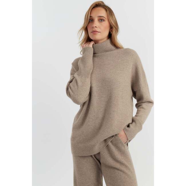 Pure Cashmere Rollneck Sweater, Warm Oatmeal
