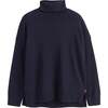 Relaxed Roll Neck Wool & Cashmere Sweater, Navy - Sweaters - 4 - thumbnail