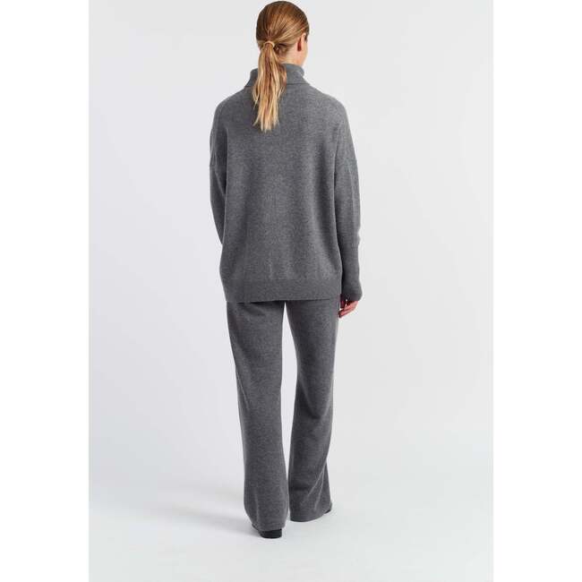 Pure Cashmere Roll Neck Sweater, Mid Grey Melange