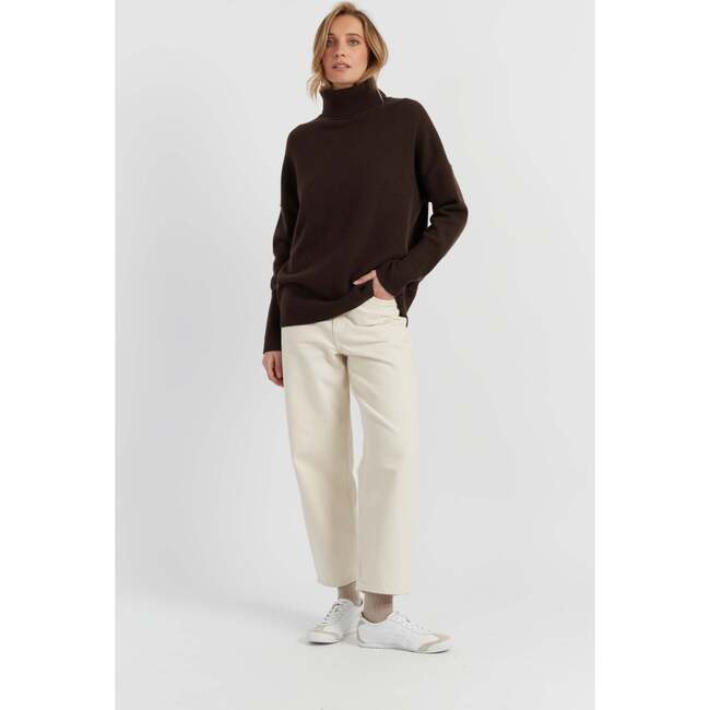 Pure Cashmere Rollneck Sweater, Chocolate