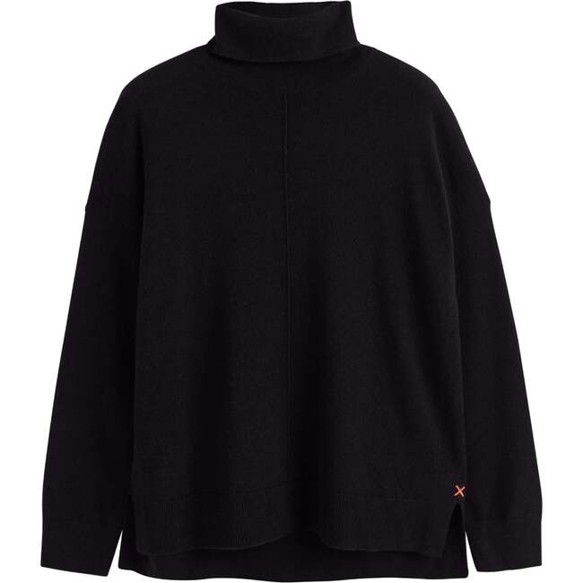 Relaxed Roll Neck Wool & Cashmere Sweater, Black - Sweaters - 4