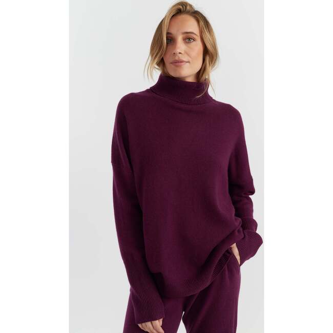 Pure Cashmere Rollneck Sweater, Mulberry - Sweaters - 3
